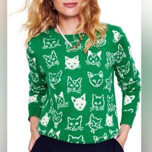 Boden jacquard cat sweater NWOT